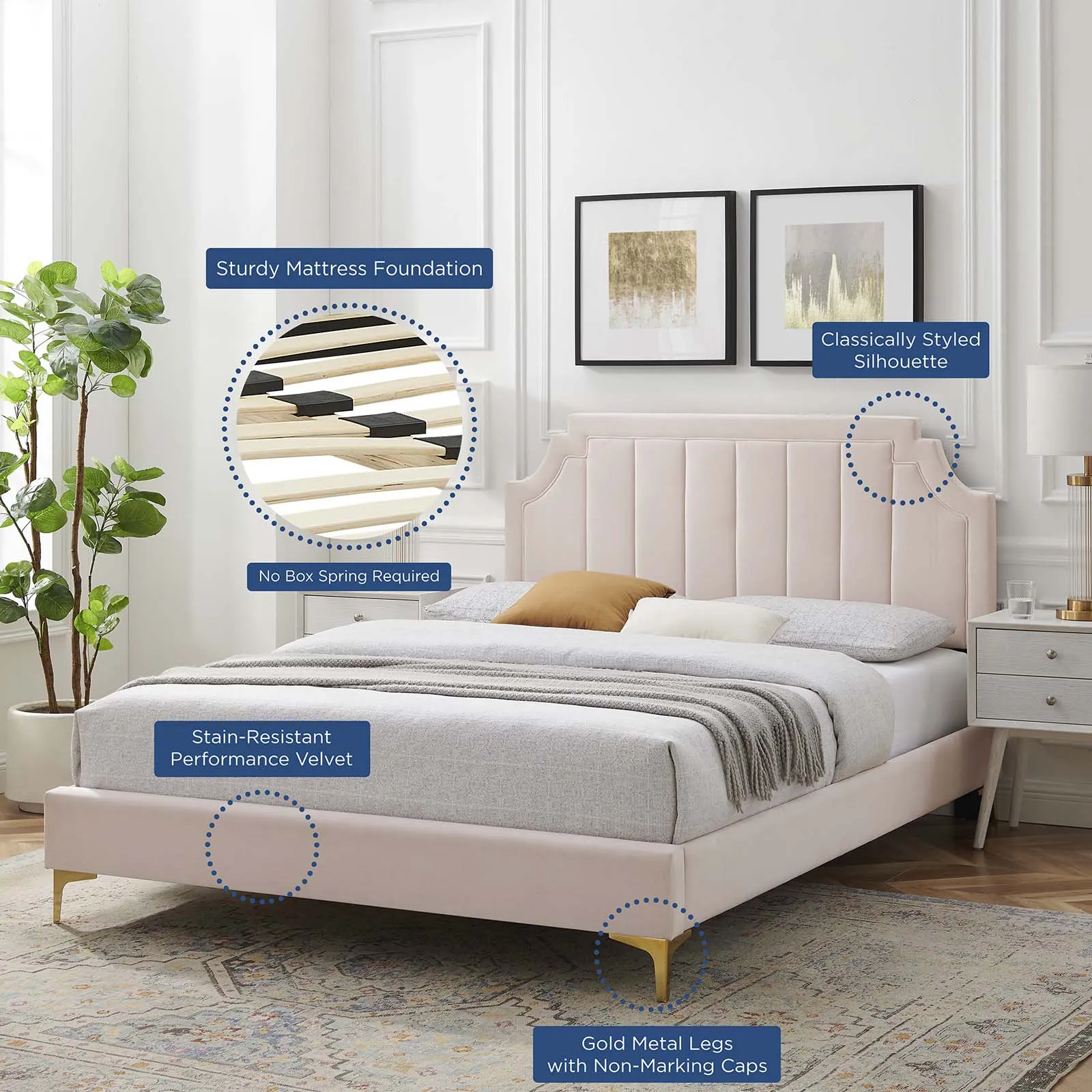 Sienna Performance Velvet Platform Bed
