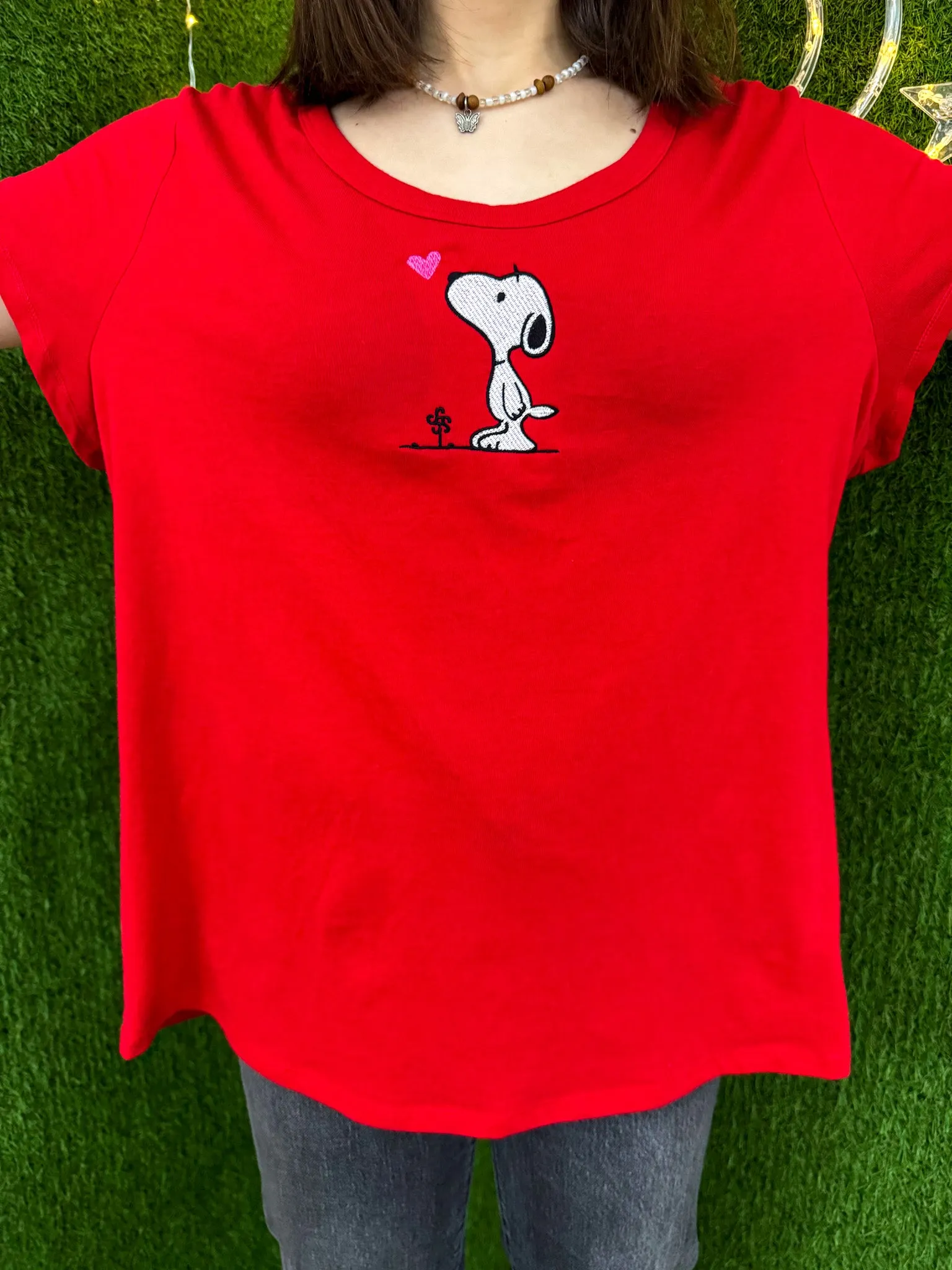 Snoopy Red Fitted Scoop Neck Tee 3XL