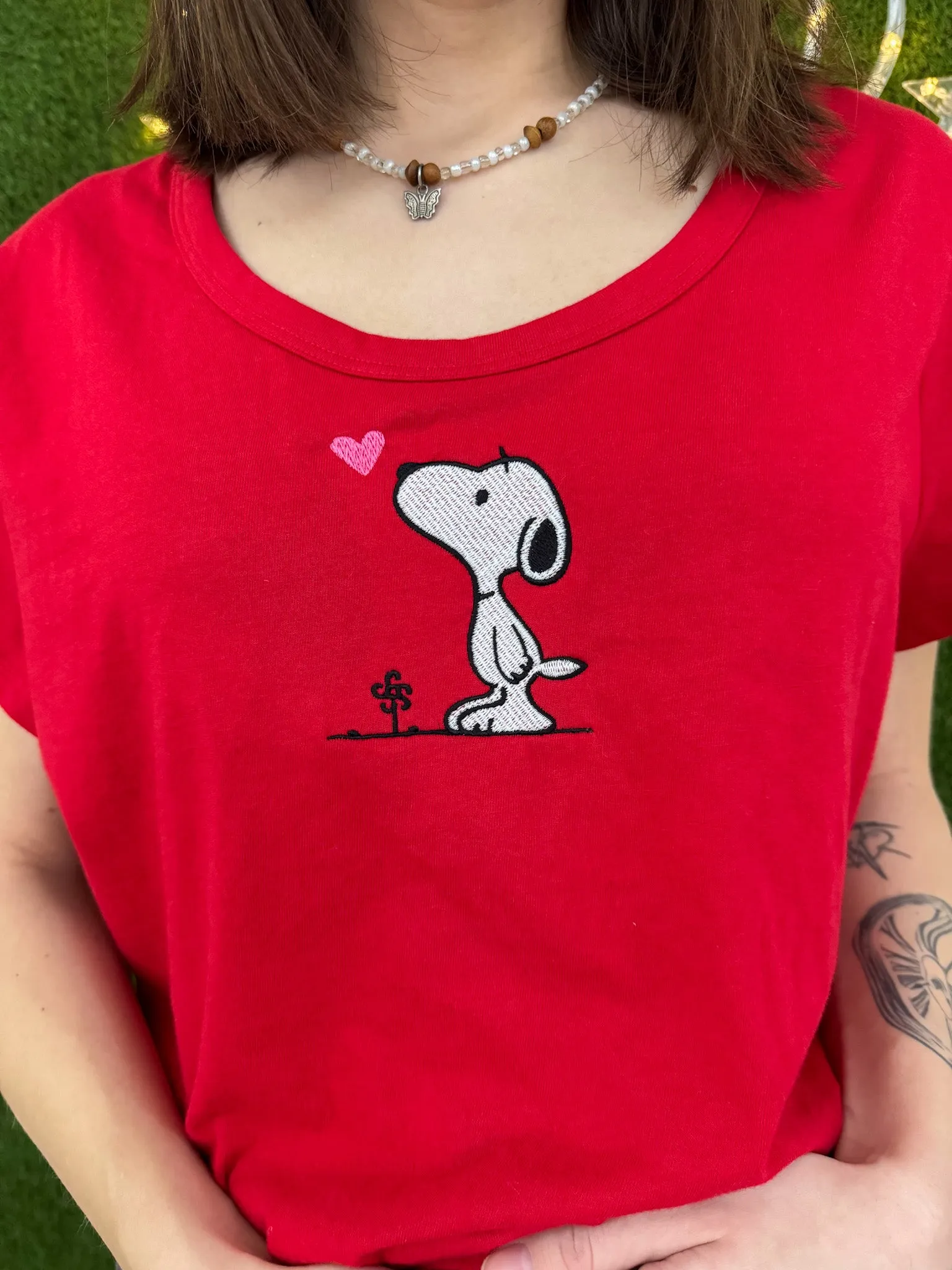 Snoopy Red Fitted Scoop Neck Tee 3XL