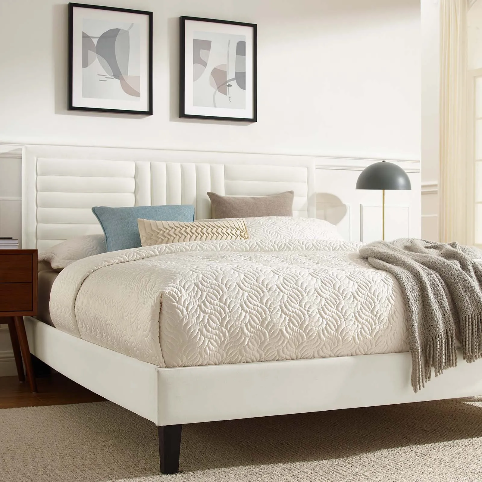Sofia Channel Tufted Performance Velvet Platform Bed