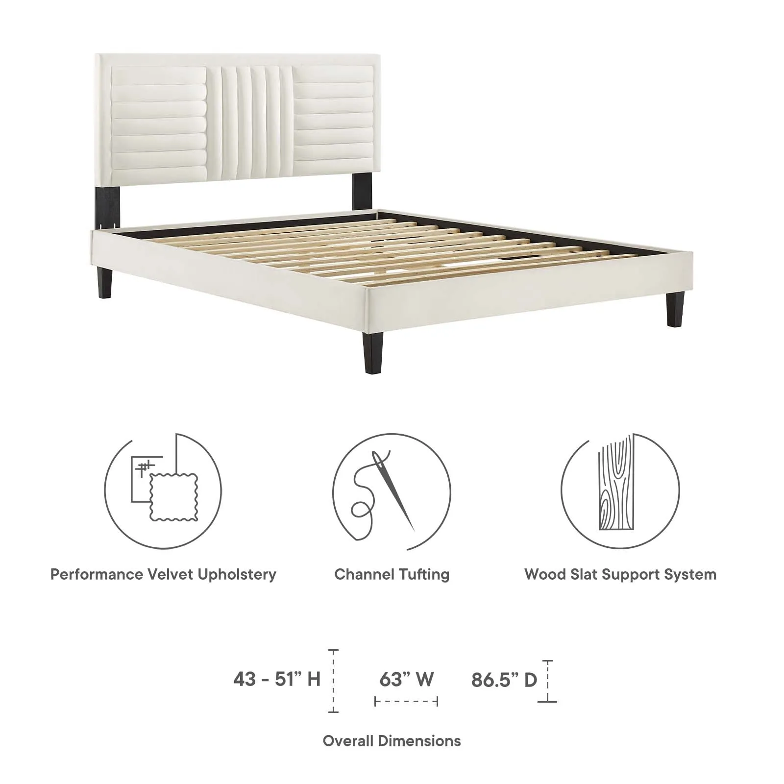 Sofia Channel Tufted Performance Velvet Platform Bed