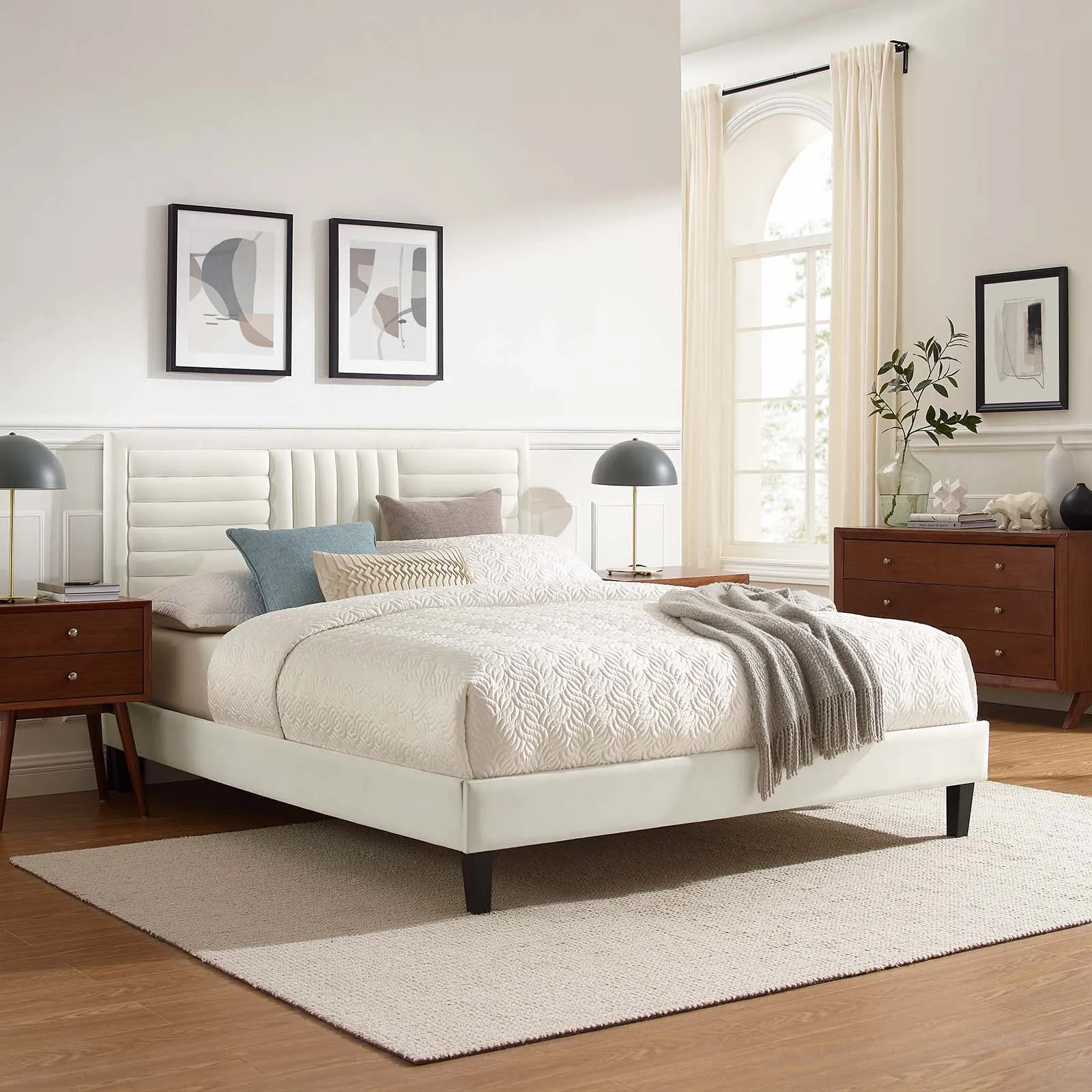 Sofia Channel Tufted Performance Velvet Platform Bed