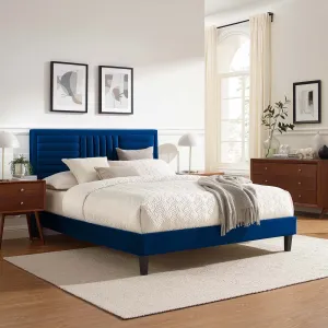 Sofia Channel Tufted Performance Velvet Platform Bed