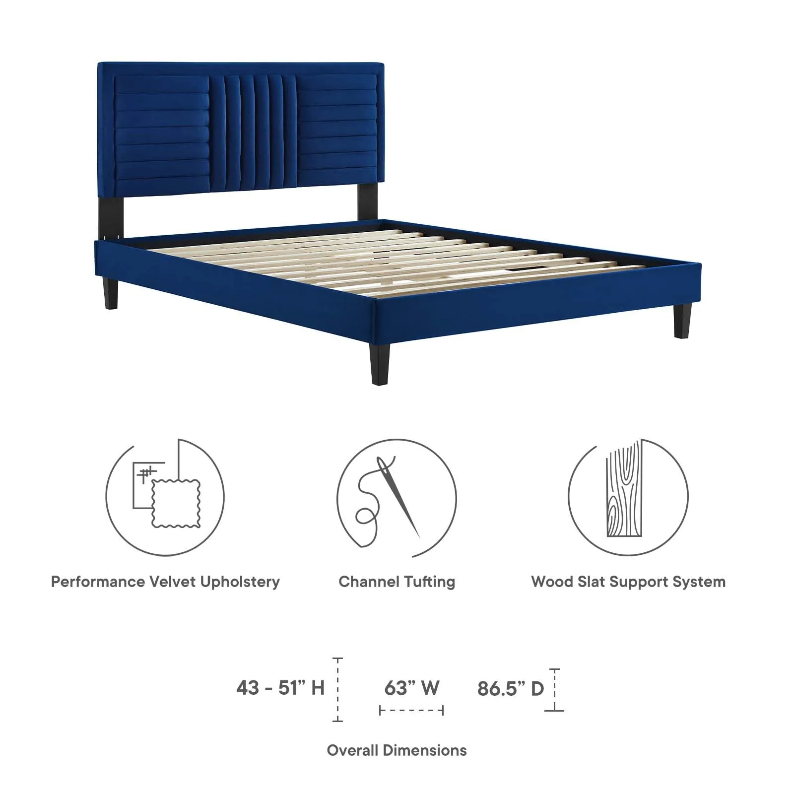 Sofia Channel Tufted Performance Velvet Platform Bed