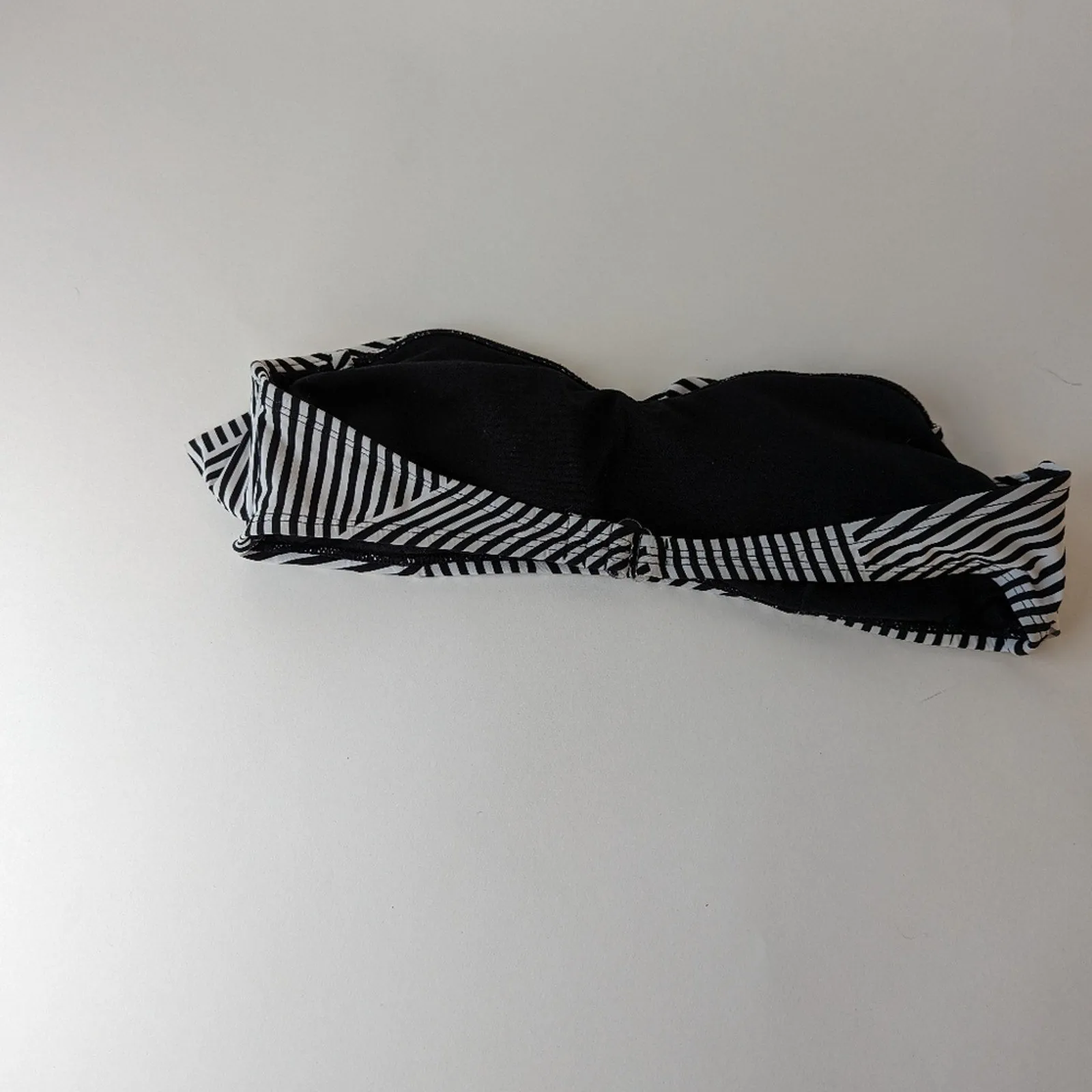 Striped Ruffle Bandeau Bikini Top - Large
