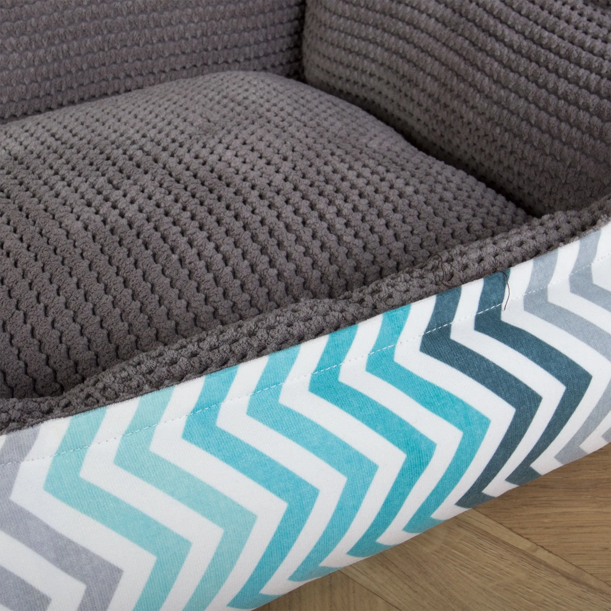The Nest - Orthopedic Memory Foam Dog Bed - Geo Print Chevron Teal
