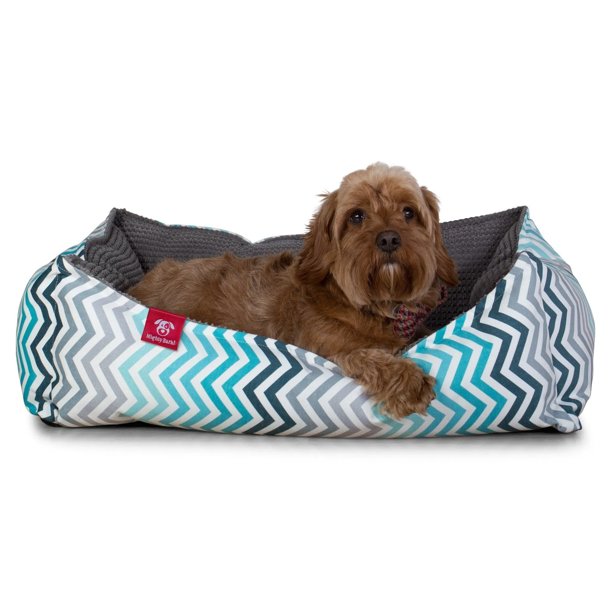 The Nest - Orthopedic Memory Foam Dog Bed - Geo Print Chevron Teal