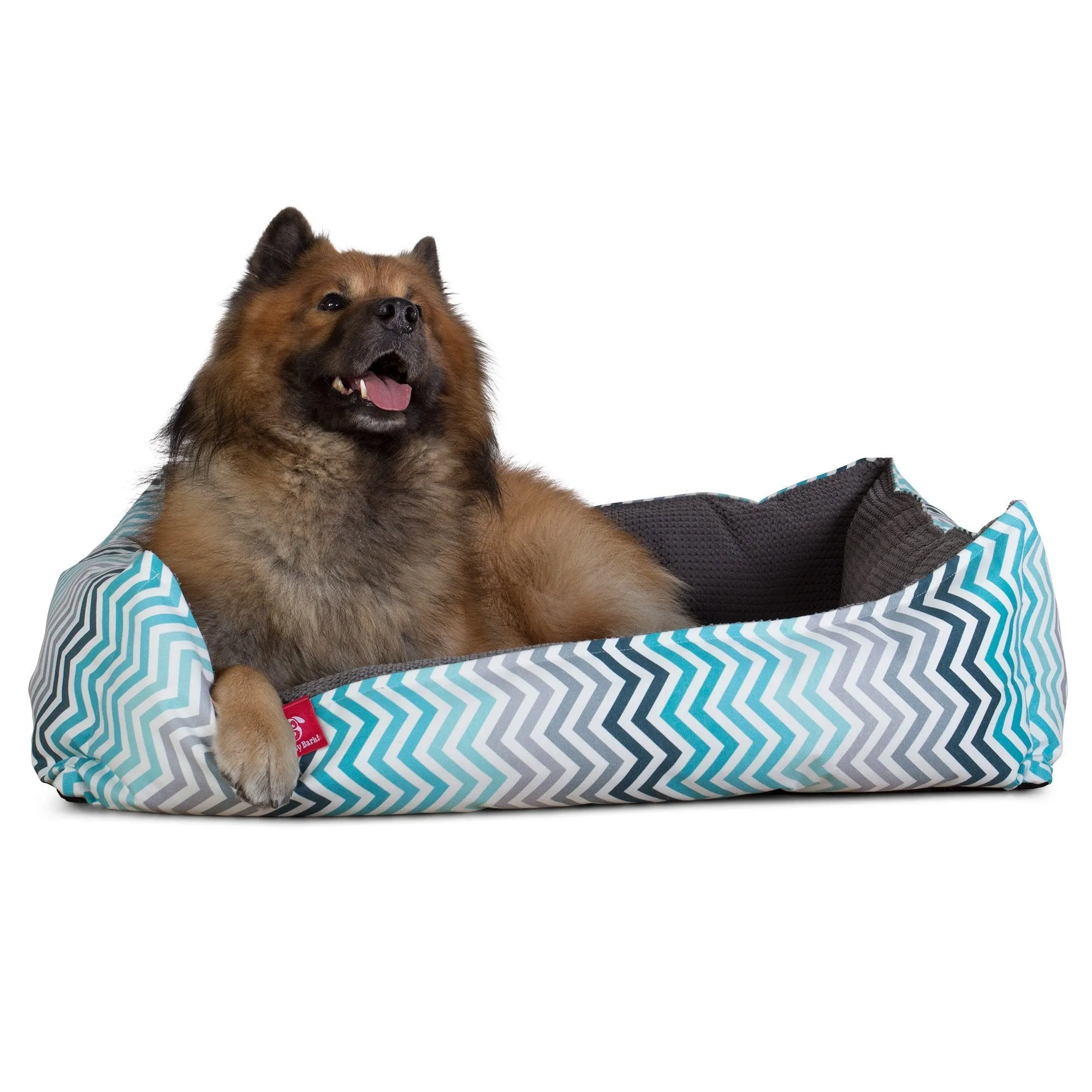 The Nest - Orthopedic Memory Foam Dog Bed - Geo Print Chevron Teal
