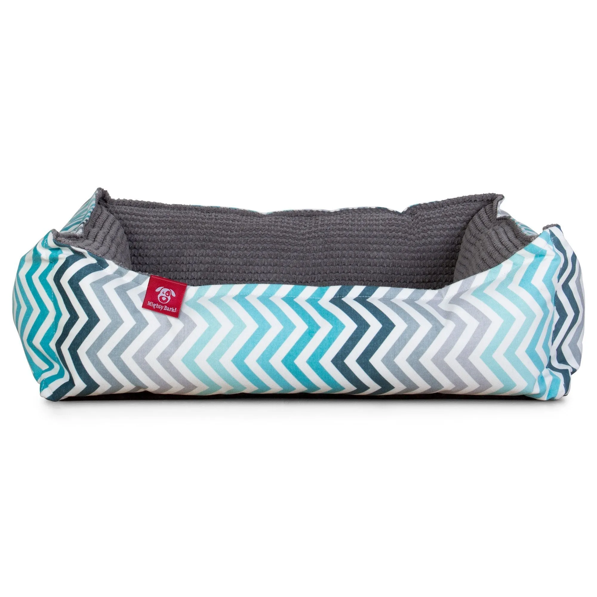 The Nest - Orthopedic Memory Foam Dog Bed - Geo Print Chevron Teal