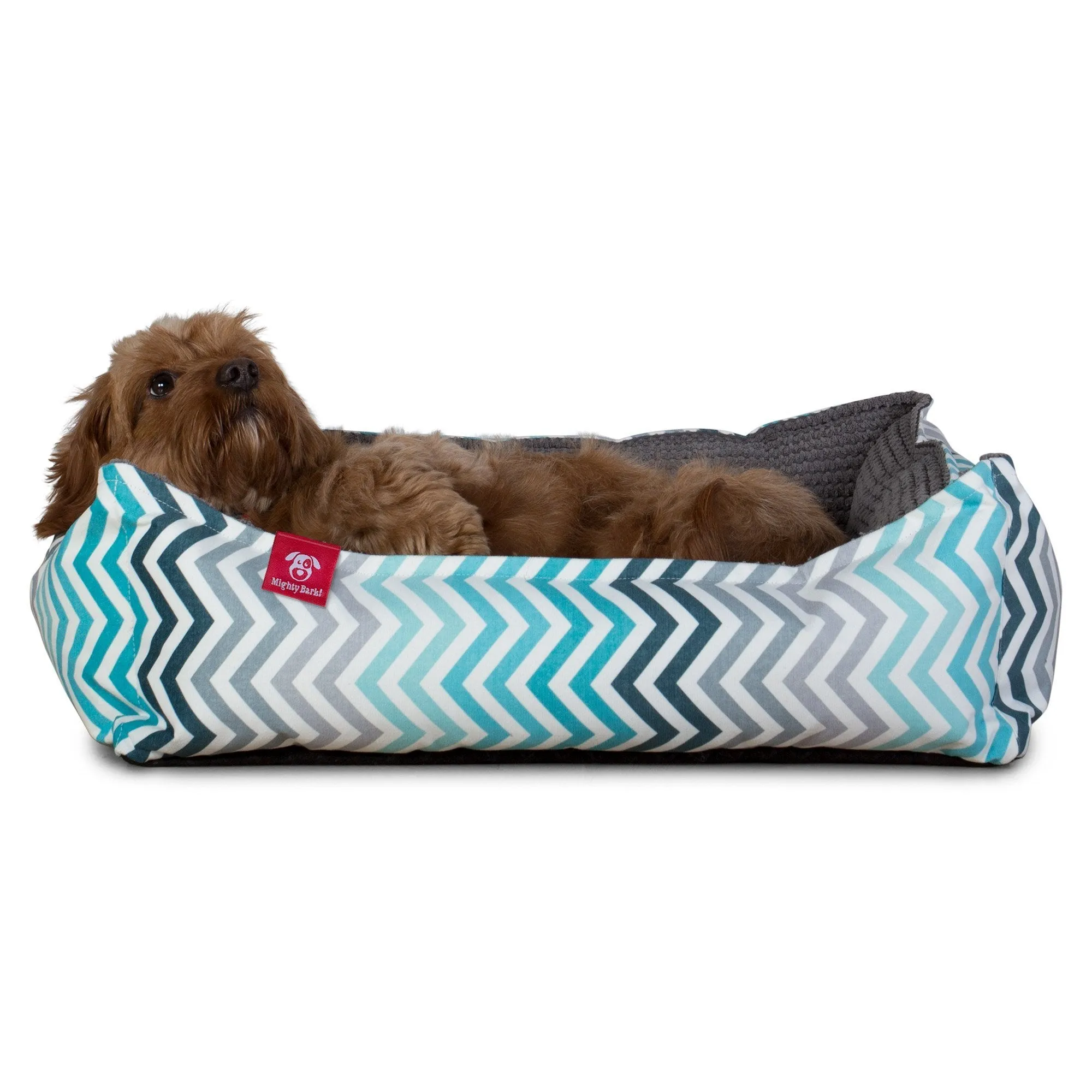 The Nest - Orthopedic Memory Foam Dog Bed - Geo Print Chevron Teal
