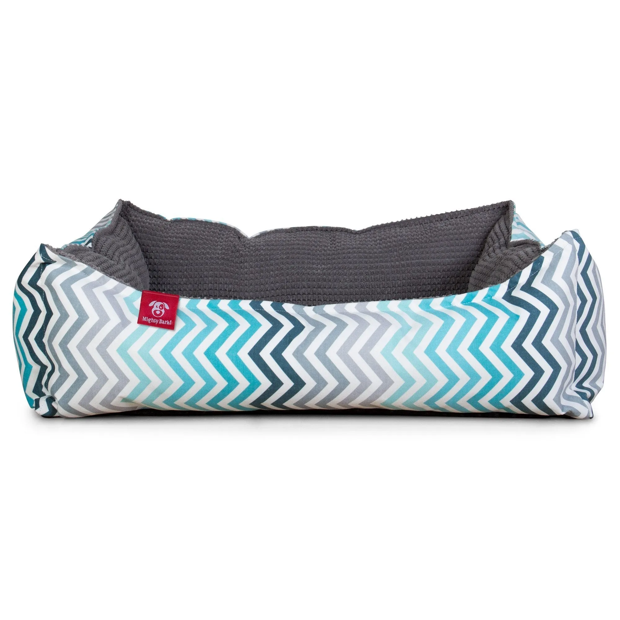 The Nest - Orthopedic Memory Foam Dog Bed - Geo Print Chevron Teal