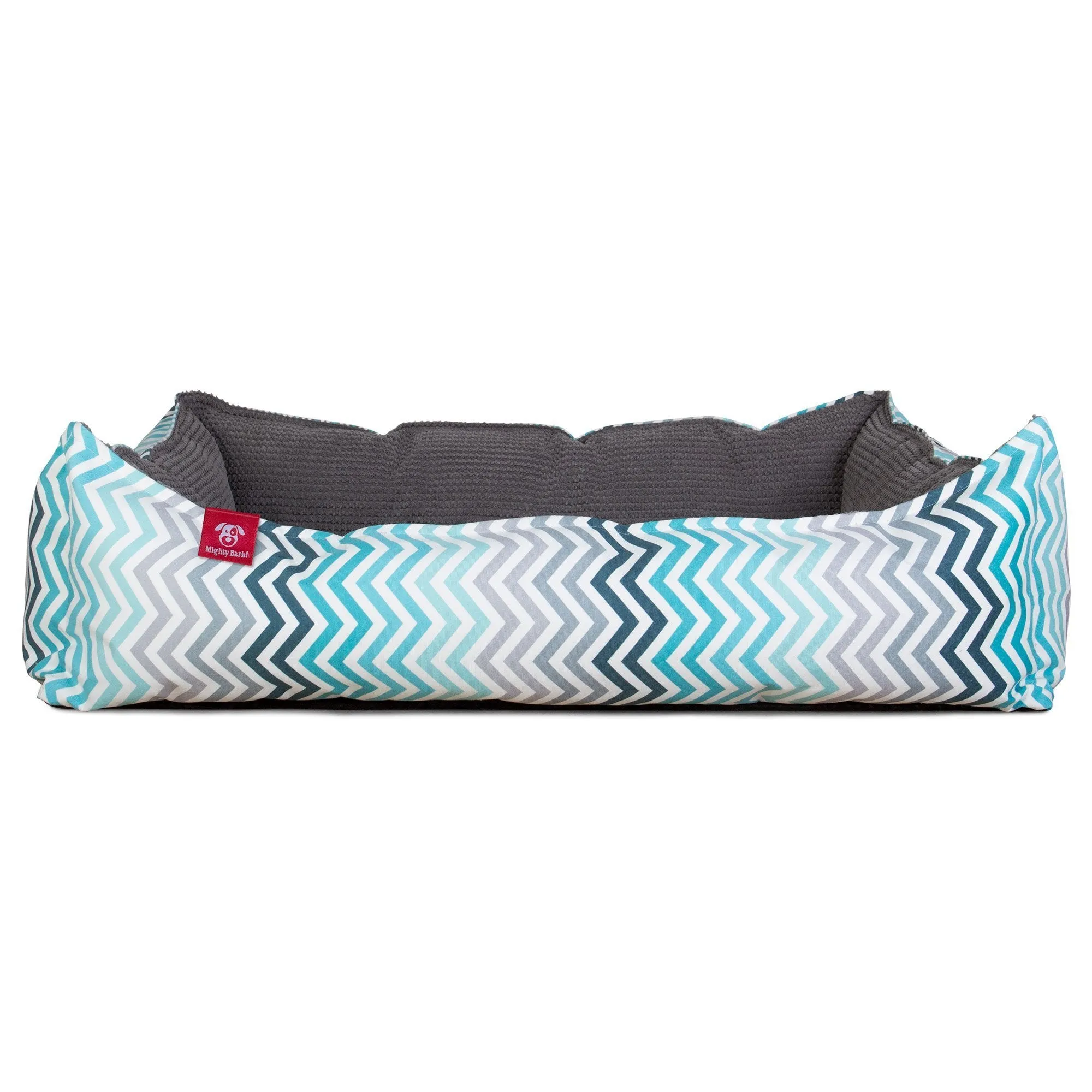 The Nest - Orthopedic Memory Foam Dog Bed - Geo Print Chevron Teal