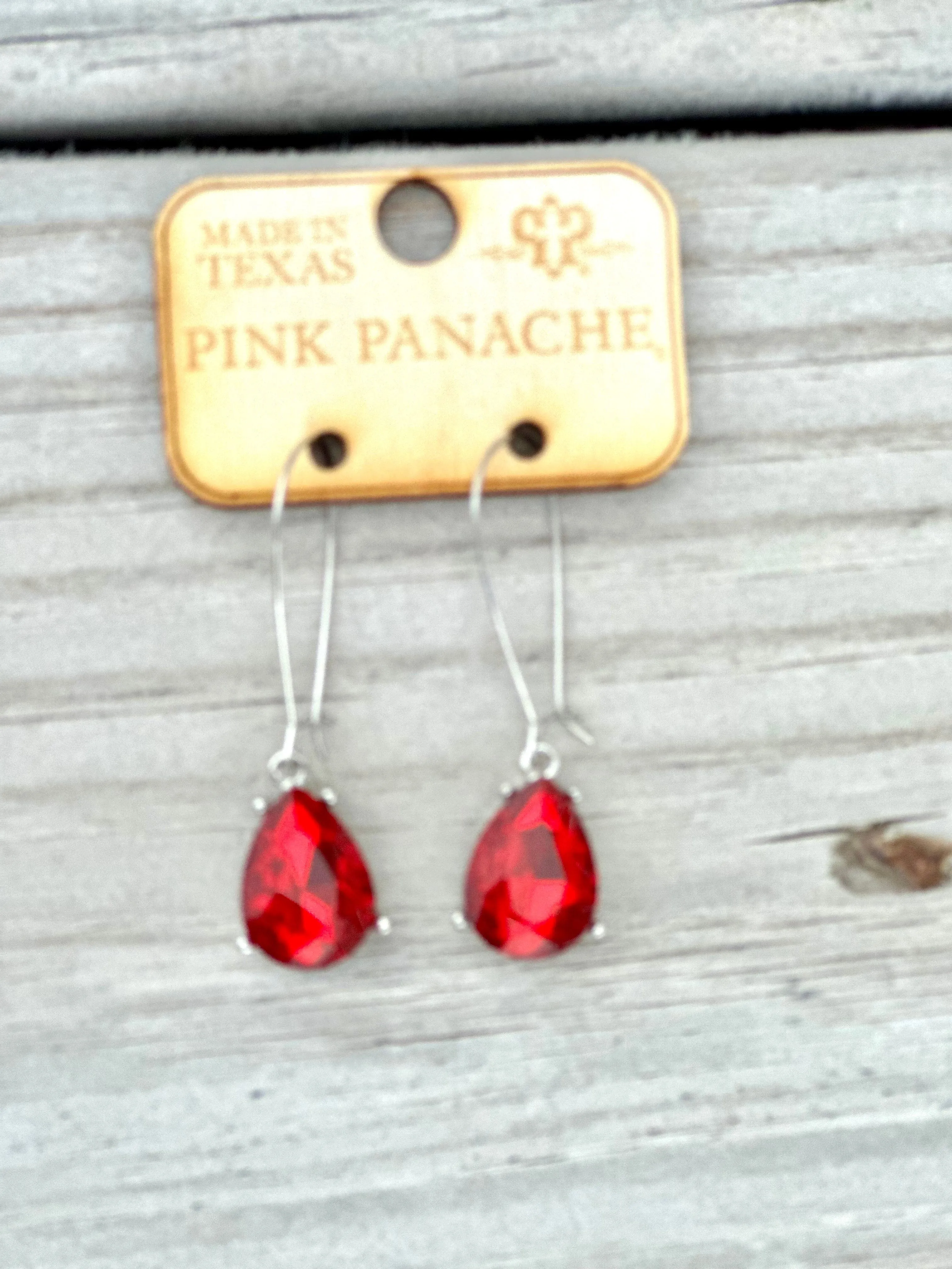 The Pink Panache Red Crystal Silver Drop Earring