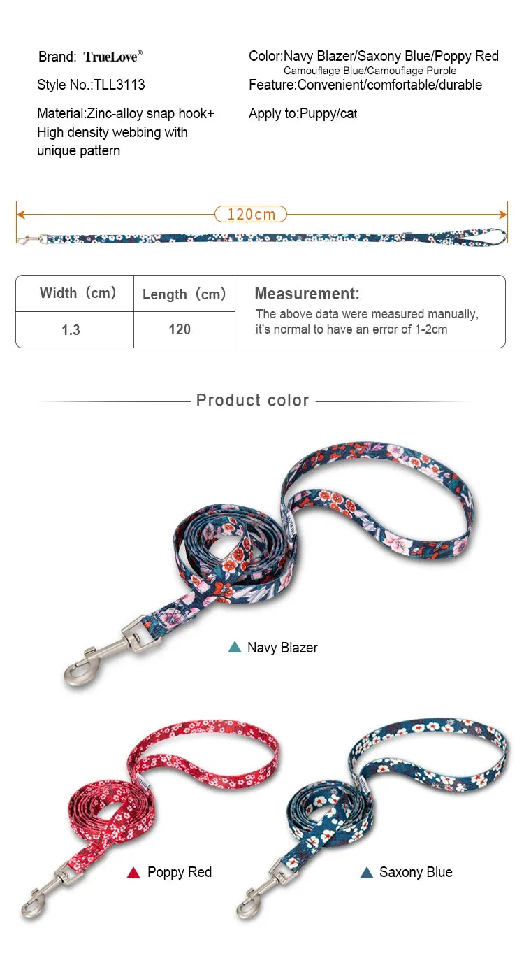 Truelove Spring Floral Pet Leash for Small to Medium Dogs and Cats