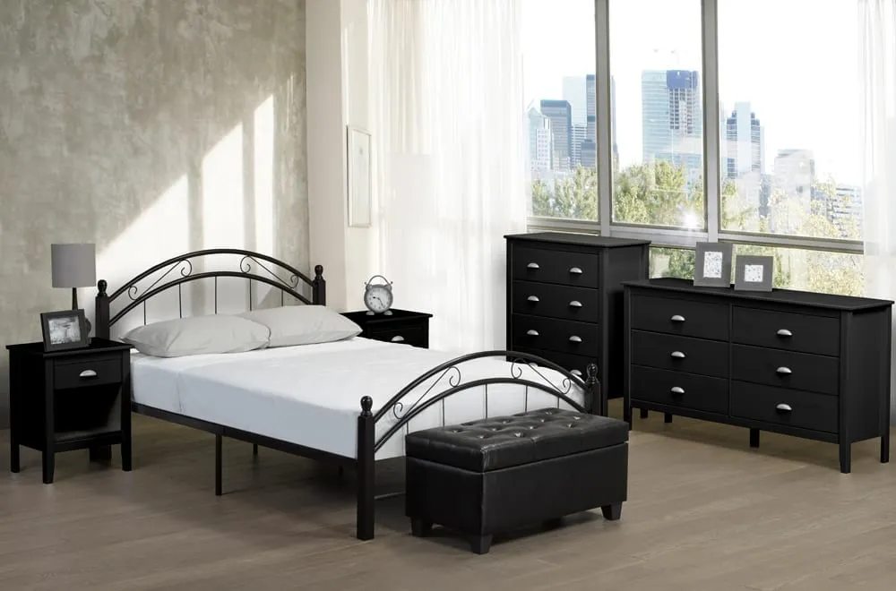 Twin Black Metal Wood Bed - No Box Spring Required- Fully Assembled- Model #2320