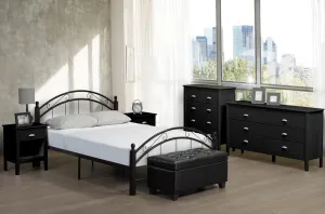 Twin Black Metal Wood Bed - No Box Spring Required- Fully Assembled- Model #2320
