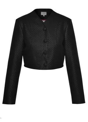 VEGAN LEATHER SPY CROPPED BLAZER