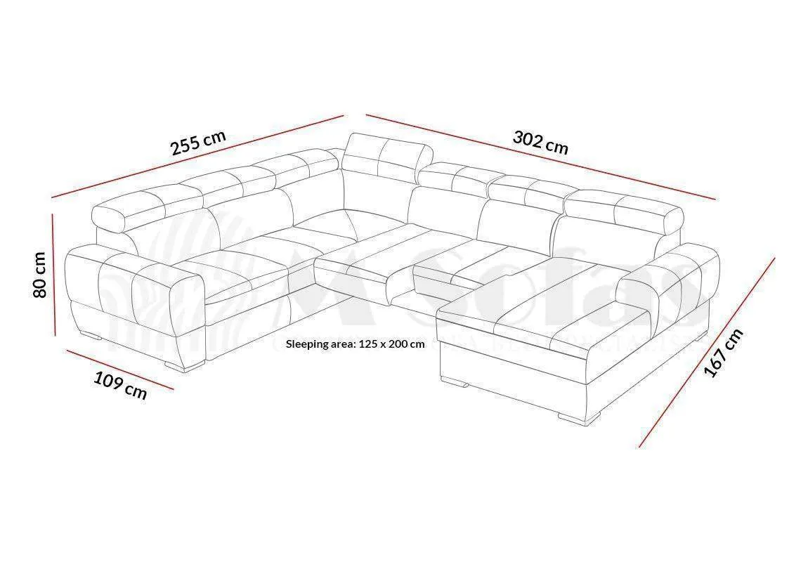 Vento III U Shape Corner Sofa Bed
