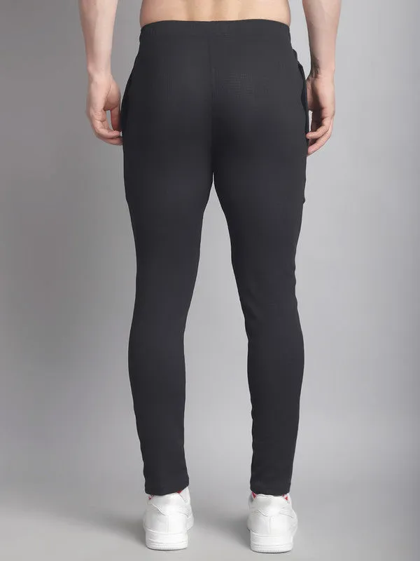 Vimal Jonney Solid Black Regular Fit Polyster Lycra Trackpant For Men