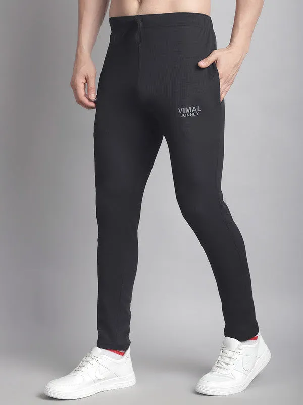 Vimal Jonney Solid Black Regular Fit Polyster Lycra Trackpant For Men
