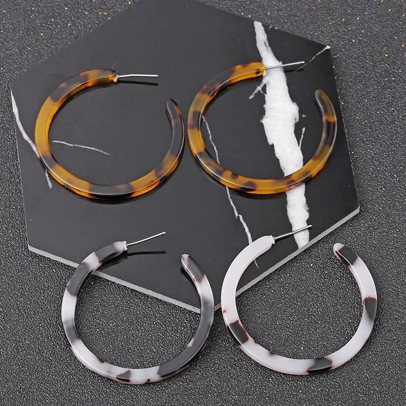 Vintage Leopard Round Hoop Earrings