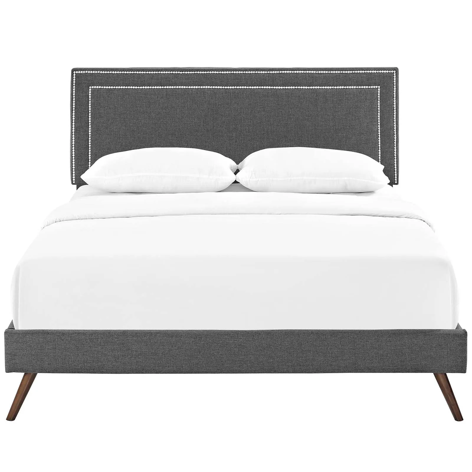 Virginia Fabric Platform Bed with Round Splayed Legs