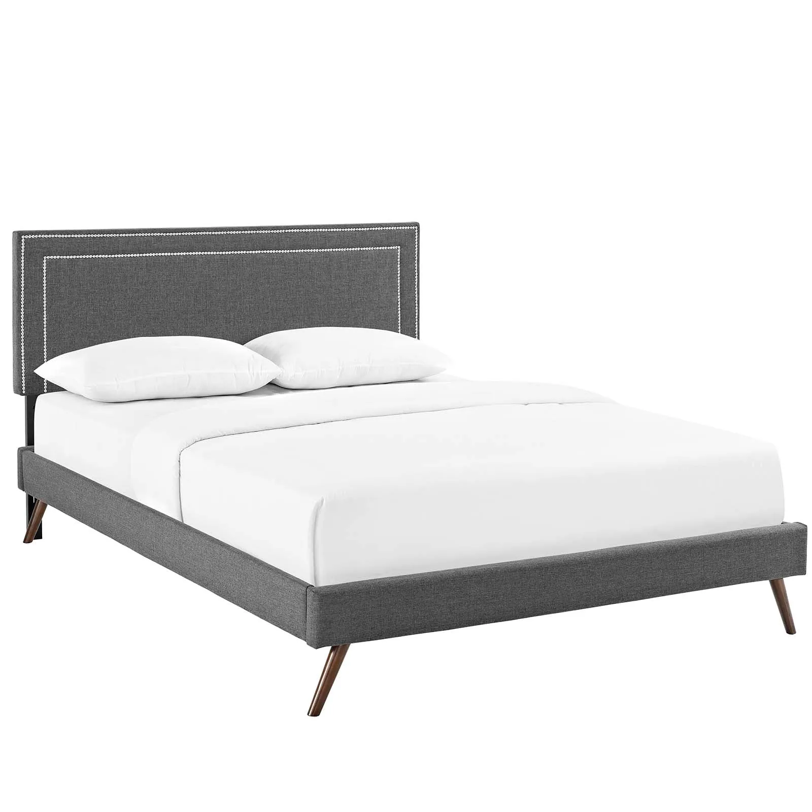 Virginia Fabric Platform Bed with Round Splayed Legs