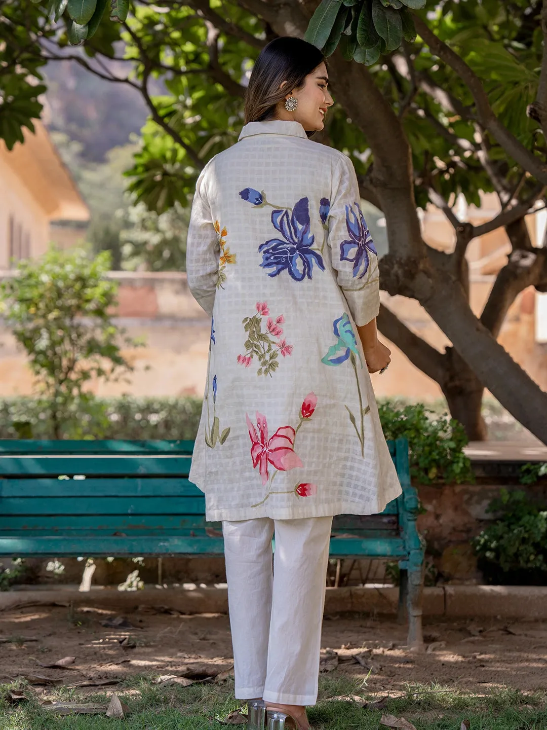 WOMEN'S OFF-WHITE CUTE WHITE FLORA CO-SET