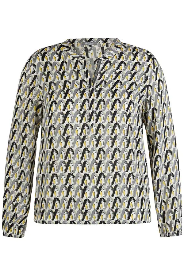 YELLOW GEOMETRIC PRINT BLOUSE